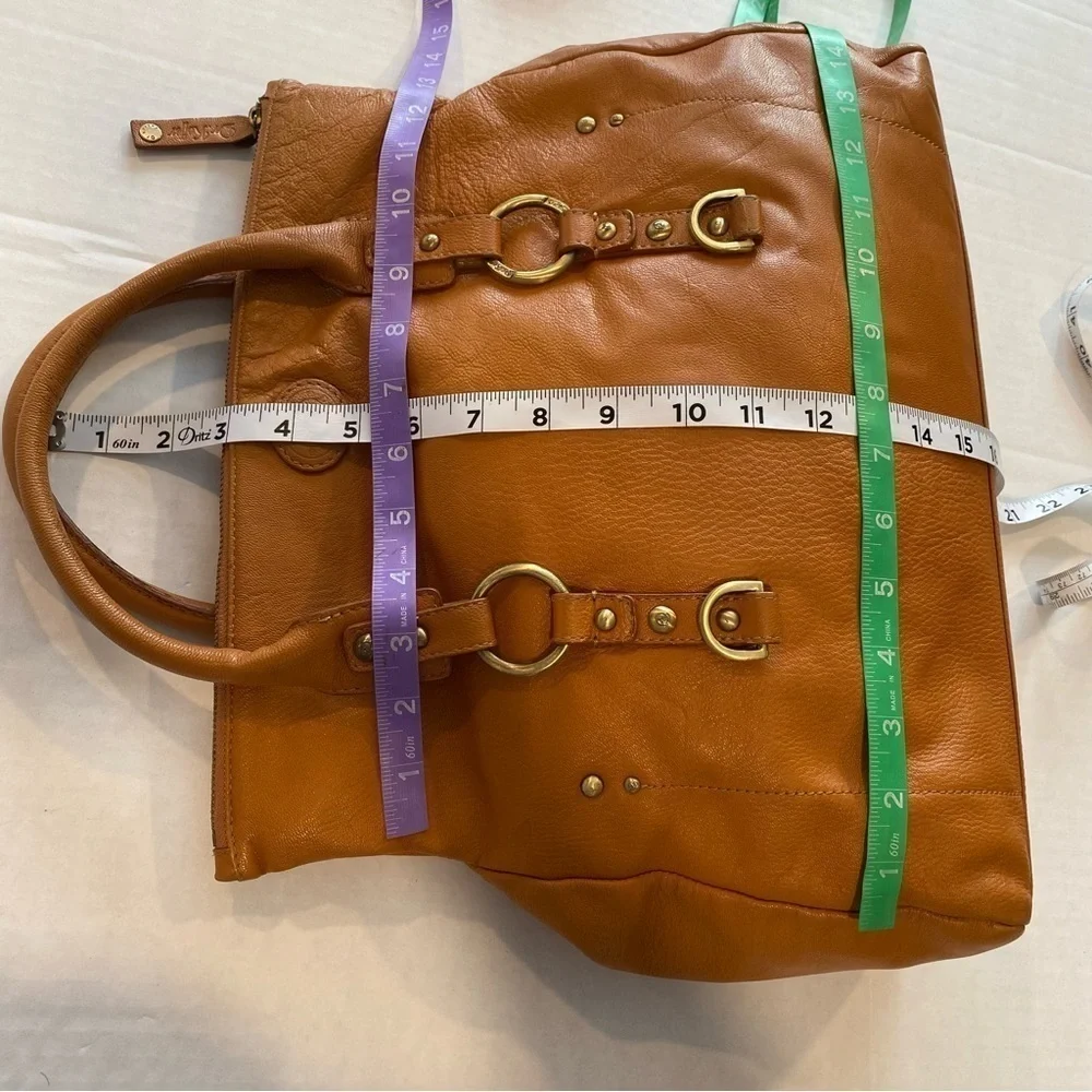 Dr. Koffer Tan Leather Satchel Structured Design Double Handles w/ Coin Purse